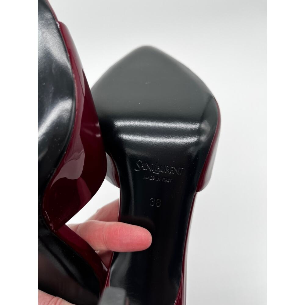 Saint Laurent Romy heeled Mules Patent Leather Stiletto Bordeaux - 38 (US 8) - Picture 10 of 13